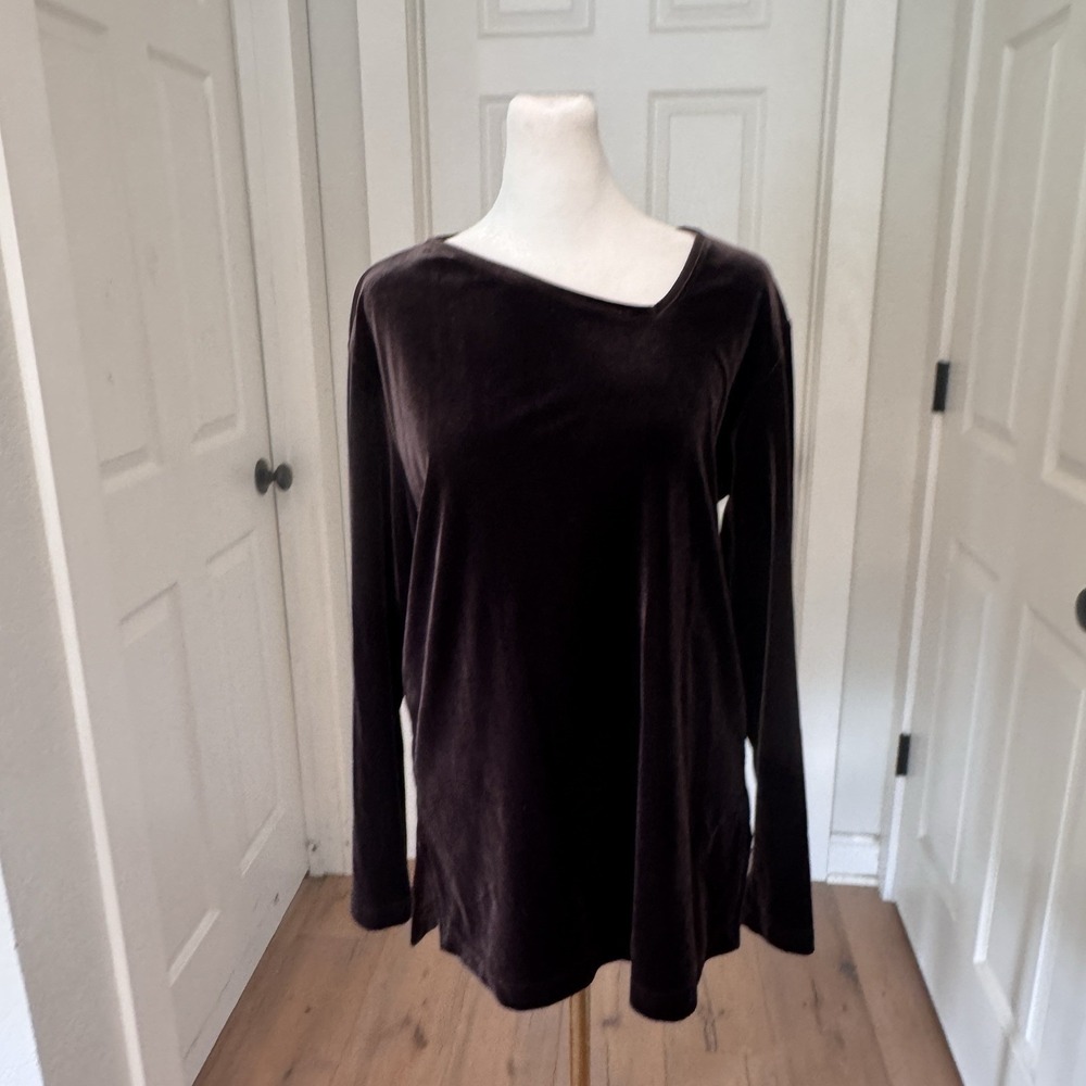 Vintage Kenar Womens M Velvet Velour Shirt Asymmetrical Stretchy Top WhimsiGoth
